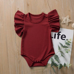 Lace Sleeve Baby Romper with Concealed Buckle Closure