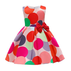 Robe de princesse à imprimé pois avec jupe et gilet pour fille