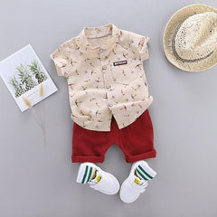 Children's Summer Short Sleeve Two-Piece Outfit with Pandelion Print