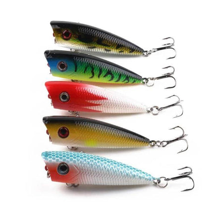 Simulation Lure 6cm For Freshwater And Saltwater Fishing - 5 colorful lifelike popper lures with treble hooks for trout bass salmon pike walleye