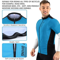 Men's Summer Breathable Cycling Jersey with Sunscreen Protection - WEST BIKING Zipper Short Sleeve Top