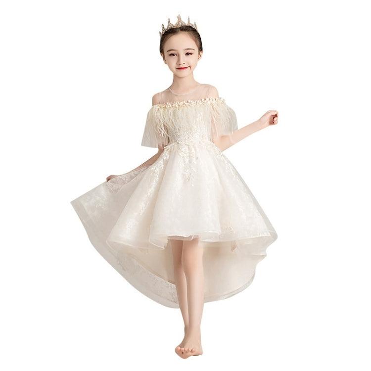 Strapless Lace Princess Dress with Short Front and Long Back for Girls - Perfect for Performances and Parties