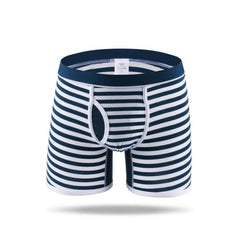 Sous-vêtements en coton rayé pour hommes, boxer long pour gros gars