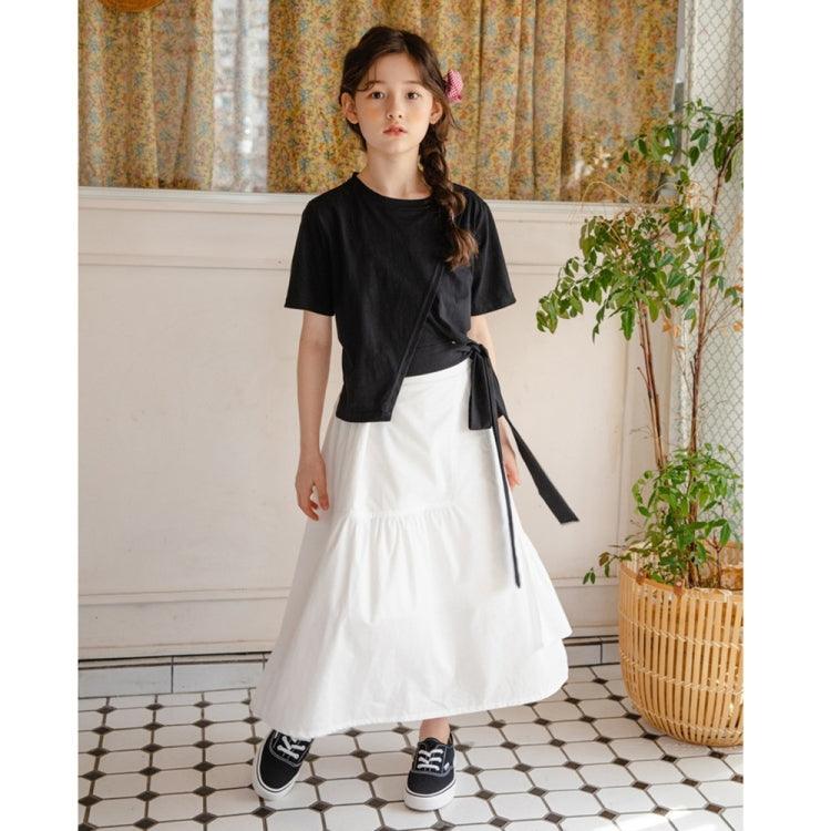 Girls Black Irregular T-Shirt and Skirt Set Size 150cm