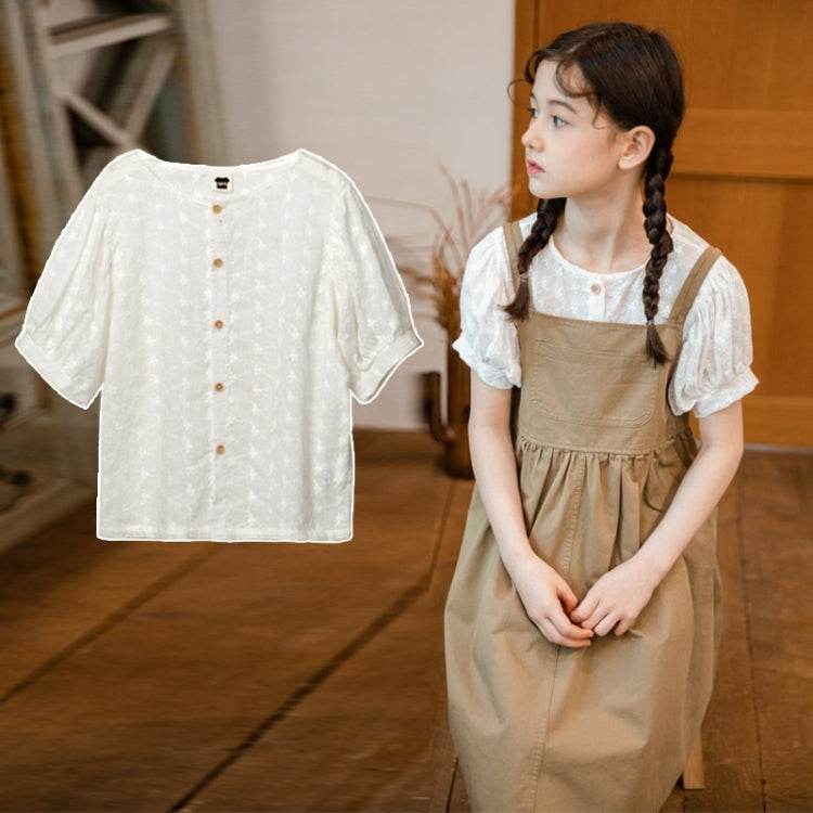 Girls Fashion Casual Lace Top White Size 110cm to 160cm