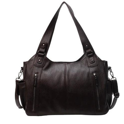 Retro European Style PU Handbag For Daily Use In Black Or Brown