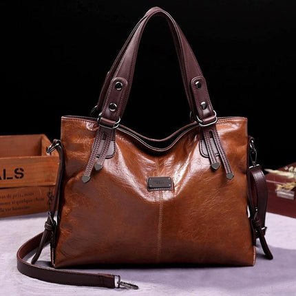 Retro Soft Leather Shoulder Tote Bag Large Capacity For Daily Use