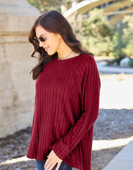 Basic Bae Full Size Ribbed Round Neck Long Sleeve Knit Top