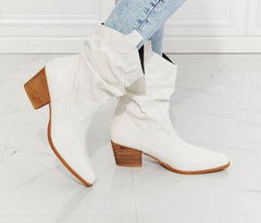 MMShoes Better in Texas Scrunch Cowboy Boots in White