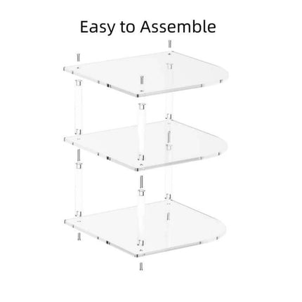 Acrylic 3 Tier Corner Plates and Bowls Organizer Shelf clear acrylic corner organizer with three easy-to-assemble tiers for plates and bowls