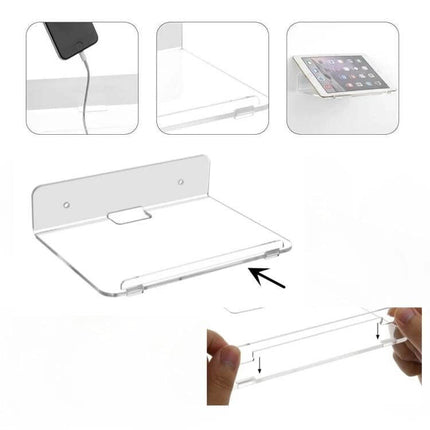 Acrylic Wall Hanger for Small Speakers and Phones at Home - clear acrylic floating shelf for phones, speakers, tablets (20x15x5 cm)