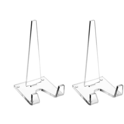 Acrylic Picture Frame Stand For Photos, Everyday Desk Display - clear acrylic desk stands for photos, prints, small plates (pair) 10x10x20cm footprint