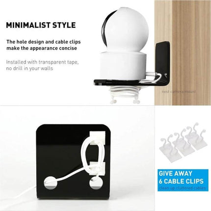 Acrylic Small Wall Mount For Cameras And Small Devices 3 Pack - 3mm acrylic minimalist wall bracket for cameras, cable clips included