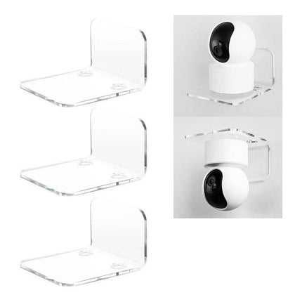 Acrylic Small Wall Mount For Cameras And Small Devices 3 Pack - clear 3mm acrylic corner shelves for mounting small cameras, speakers and routers