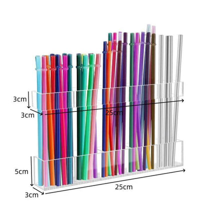 Acrylic Straw Wall Mount Bracket With Double-Sided Adhesion holding colorful reusable straws on countertop organizer 25cm clear acrylic
