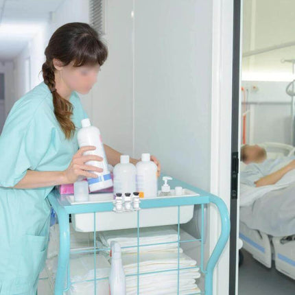 Acrylic Tabletop Insulin Bottle Storage Stand Three Hole clear acrylic bedside organizer holding insulin bottles on a nursing cart near patient bed