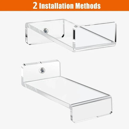 Acrylic Wall Mounted Display Rack For Anime Ornaments showing two clear 4mm acrylic installation methods for small figurines