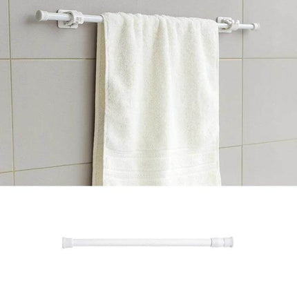 Curtain Telescopic Rod Hooks Adjustable 30-110cm Set - white adjustable tension rod for towels, shower curtains, no-drill iron and ABS spring spiral design