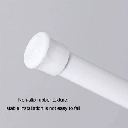Curtain Telescopic Rod Hooks Adjustable 30-110cm Set white non-slip rubber end cap for tool-free shower or curtain installation