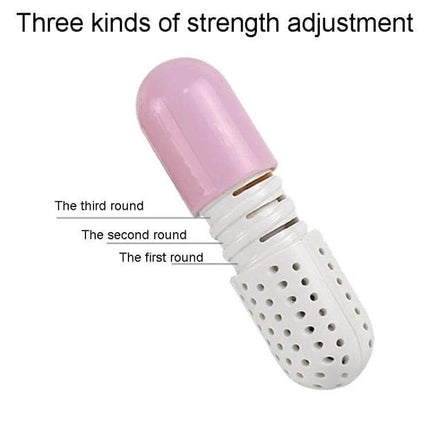 Alloet Shoe Deodorizer Capsules For Shoes And Closet Freshness pink capsule showing three strength adjustment levels, compact 9x3x3cm for shoe and closet use