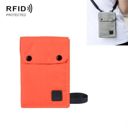 Antimagnetic RFID Neck Passport Bag Nylon, Black, 19x13 cm - waterproof nylon travel neck pouch for passport, cards and phone
