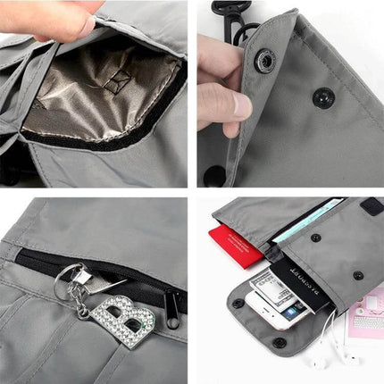 Antimagnetic RFID Neck Passport Bag Nylon, Black, 19x13 cm - waterproof nylon travel pouch with secure zip and snap compartments for passport cards phone