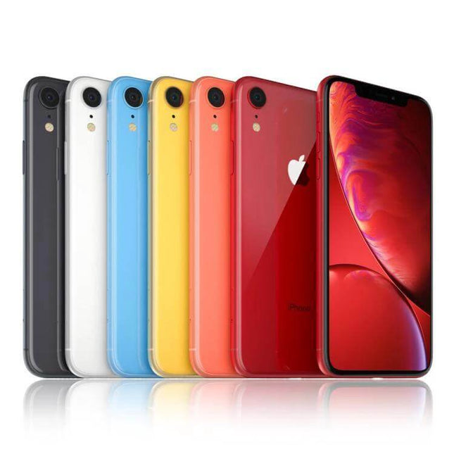 Apple iPhone XR 128GB Unlocked Used A Grade Random Color showing multiple color backs and front display