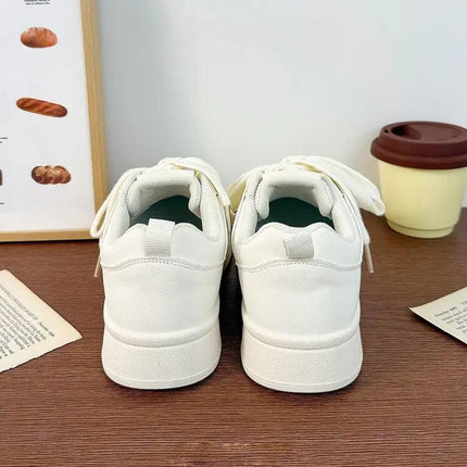 Women's White Low-Top Platform Sneakers For Casual Wear