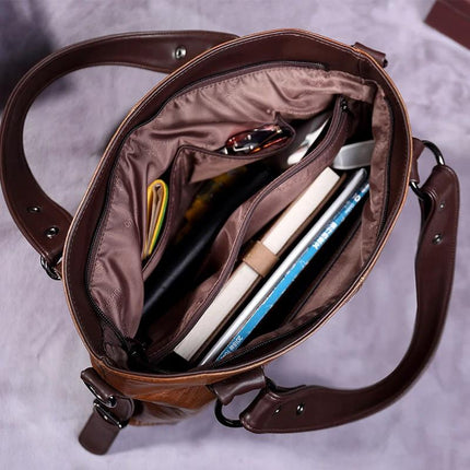 Retro Soft Leather Shoulder Tote Bag Large Capacity For Daily Use