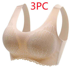 Elegance Seamless Sports Bra for Women with Natural Thai Latex Flesh color 3PC