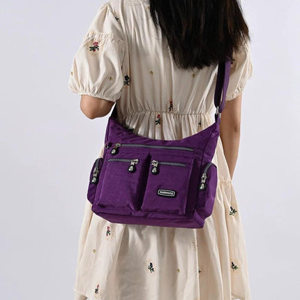 Medium Nylon Waterproof Crossbody Shoulder Bag With Multiple Pockets
