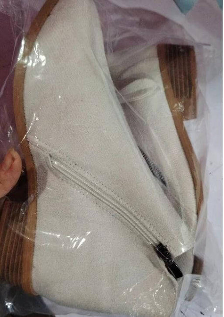 Suede Ankle Boots With Wedge Heel And Waterproof Platform white suede ankle boots with side zipper and low wooden wedge heel, waterproof platform