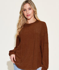 Basic Bae Full Size Ribbed Round Neck Long Sleeve T-Shirt