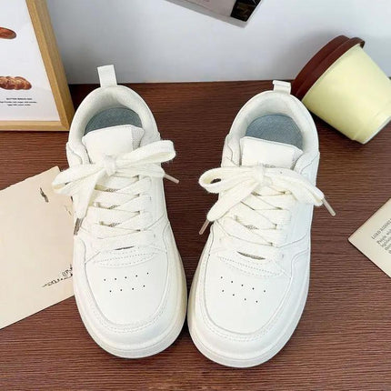 Women's White Low-Top Platform Sneakers For Casual Wear