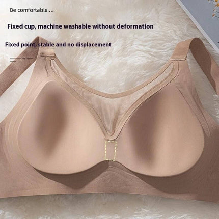 Comfortable Seamless Push-Up Bra with Nylon Fabric for Women, nude seamless fixed-cup everyday bra with double-shoulder straps
