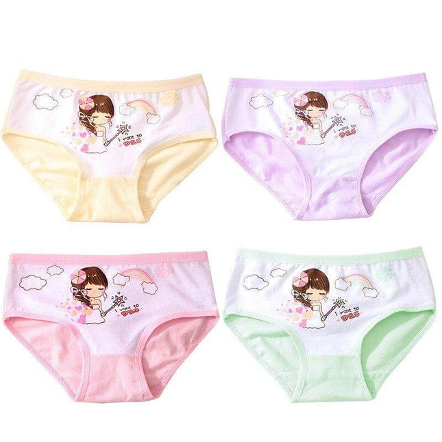 Comfortable Girls' Pure Cotton Boxer Underwear for Daily Wear - Magic Princess cartoon 95% linen 5% spandex breathable cotton crotch for ages 2-14