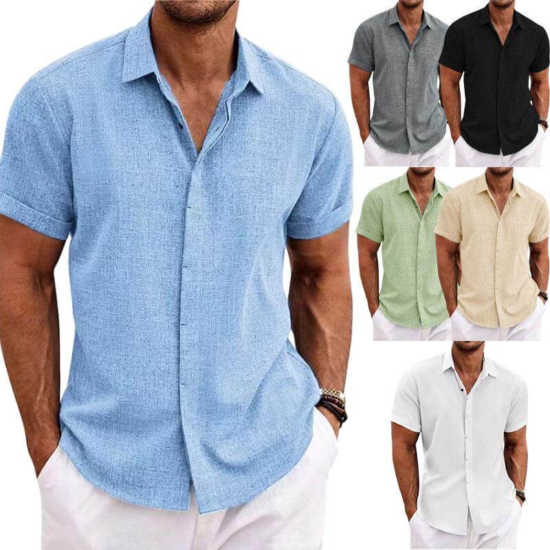 Men's Relaxed Fit Short Sleeve Linen T-Shirt in Solid Colors