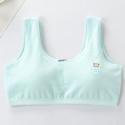 Comfortable Pure Cotton Bra for School-Aged Girls, Breathable Design - light mint tube-top cotton bra without steel rings for daily wear