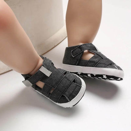 Baby Boys Soft Canvas First Walker Non Slip Crib Shoes - charcoal canvas early walker with flexible non-slip sole for indoor use