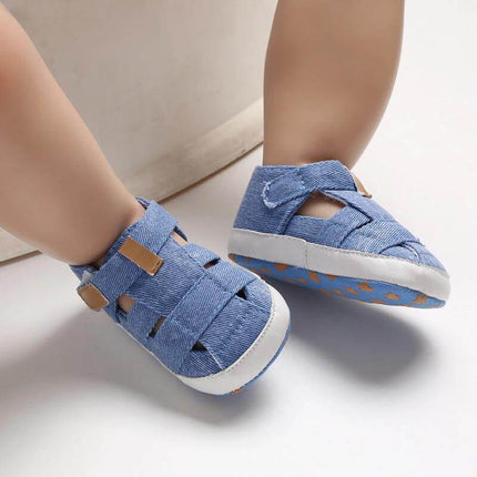 Baby Boys Soft Canvas First Walker Non Slip Crib Shoes - blue lightweight canvas crib shoes with non-slip sole for early walkers