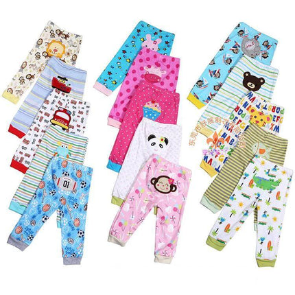 Cartoon Print Leggings 5-Pack Soft Everyday Wear For Babies colorful baby leggings set with cartoon and animal prints, elastic waistband and diaper-friendly cut