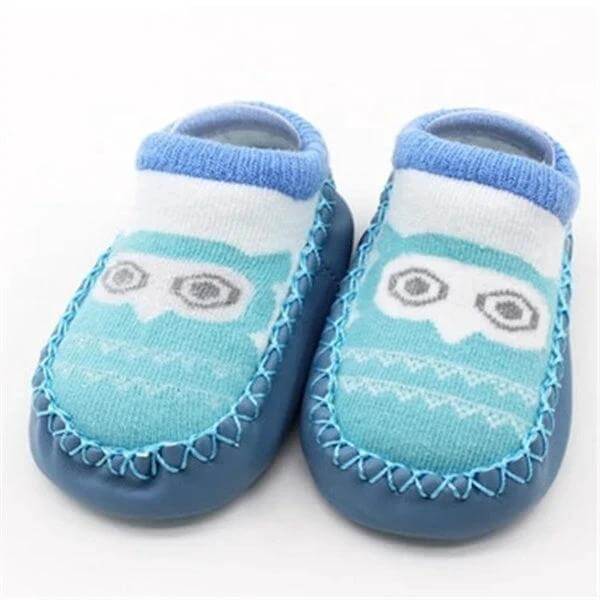 Baby Floor Socks With Non Slip Soles For Daily Comfort - blue combed cotton jacquard ankle socks with non-slip dots for crawling babies