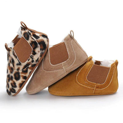 Baby Slip On Toddler Shoes With Cotton Upper 11 To 13 Cm - breathable cotton slip-on infant shoes in leopard, tan and mustard sizes 11-13 cm