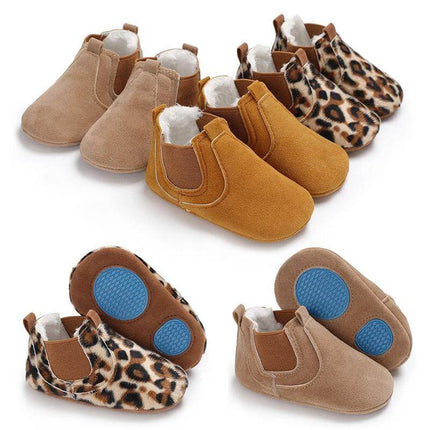 Baby Slip On Toddler Shoes With Cotton Upper 11 To 13 Cm - breathable cotton slip-on infant shoes in neutral, mustard and leopard prints