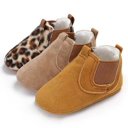 Baby Slip On Toddler Shoes With Cotton Upper 11 To 13 Cm - breathable cotton slip-on baby shoes in tan, beige and leopard for 11, 12, 13 cm feet
