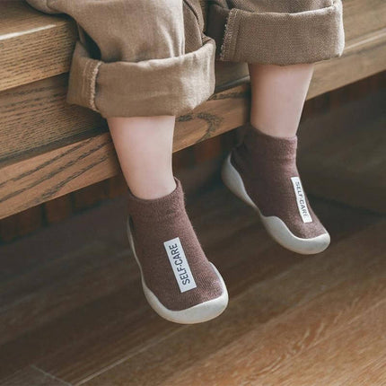 Baby Toddler Combed Cotton Floor Socks Breathable Cute - brown breathable low-profile floor socks on toddler feet with non-slip soles