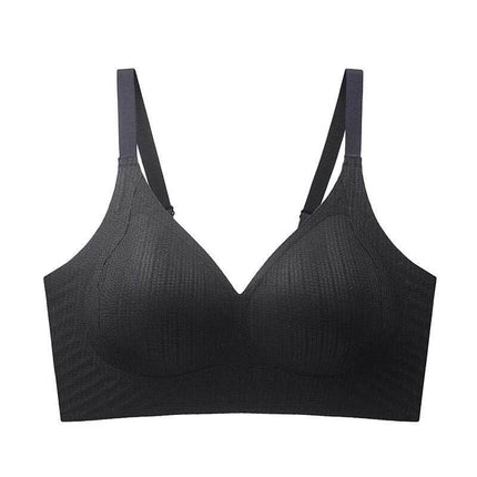 Backless Double-Strap Push-Up Bra Adhesive Support in black, backless adhesive wings with fixed double shoulder straps and sponge mold cups