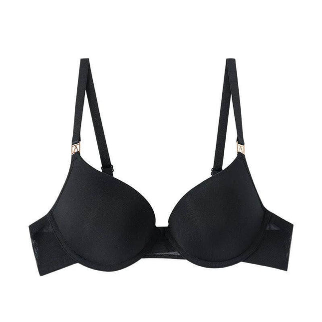 Backless Seamless Bra With Detachable Straps For Dresses - black seamless backless bra with thin molded cups and removable straps for low-back dresses