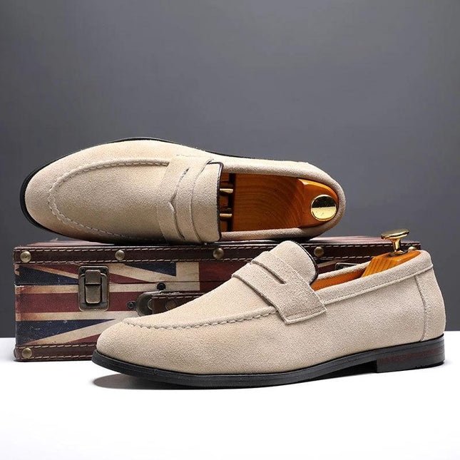 Men's Nubuck Leather Casual Slip On Shoes Low Cut Everyday