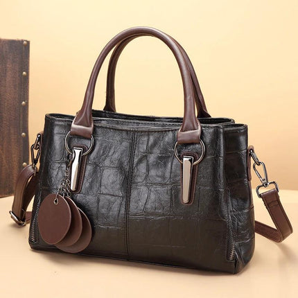 Retro Contrast Large Capacity PU Shoulder Bag For Daily Use
